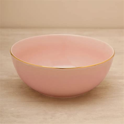 Pure Home + Living Pink Porcelain Serving Bowl with Gold Rim : Amazon ...