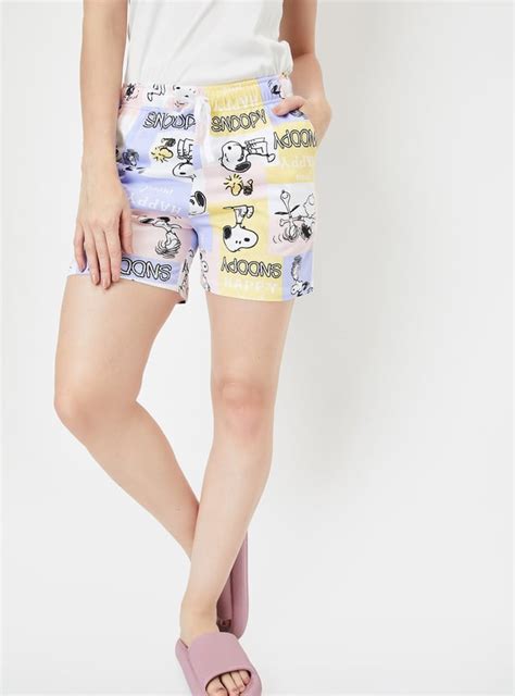 Buy Women Snoopy Print Sleep Shorts Online at just Rs. 399.0 ...