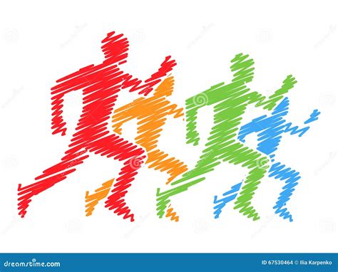 Colored Silhouettes of Runners. Vector Running and Marathon Logo Stock Illustration ...