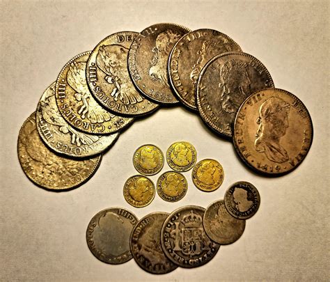 My small pile of Spanish and colonial coins. In Pennsylvania around ...