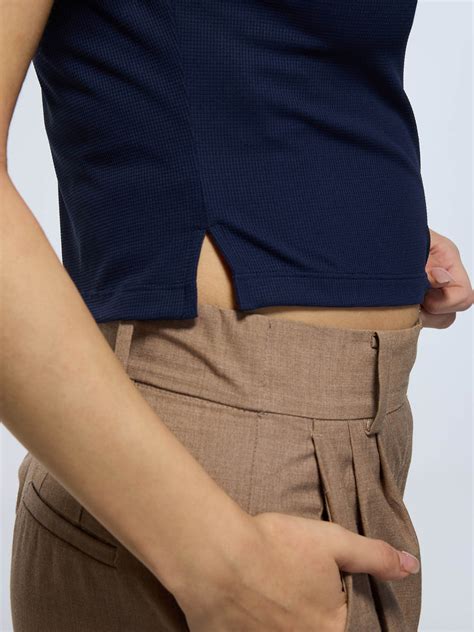 Navy Techpique Cropped Polo | Breathable & Polished – Cava – CAVA ...