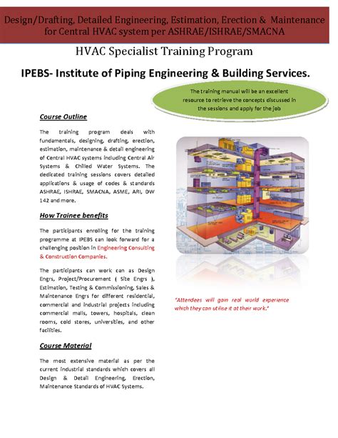 HVAC Design and Drafting per Ashrae - Course Outline The training ...