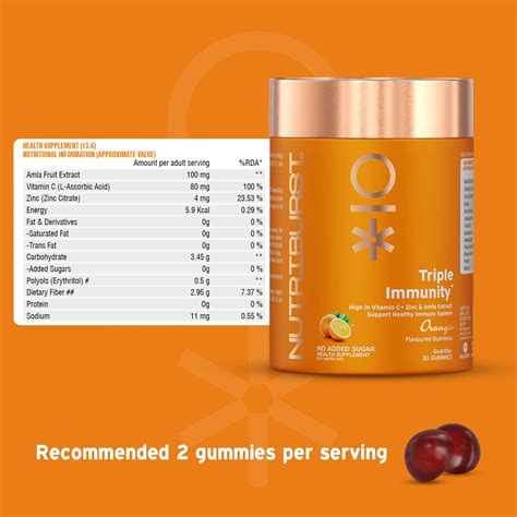 Buy NUTRIBURST TRIPLE IMMUNITY GUMMIES WITH VITAMIN C, AMLA & ZINC (30 ...