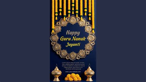 Royal Blue And Gold Happy Guru Nanak Jayanti Greeting Card Instagram ...