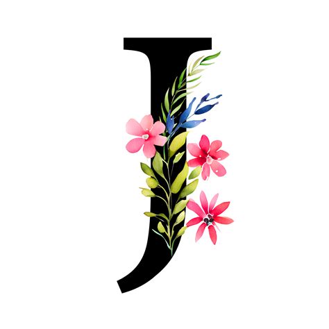 Free Transparent Floral Alphabet Illustration letter J - PNG Basket