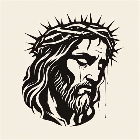 Solemn Jesus Christ Silhouette with Crown of Thorns Art - Playground