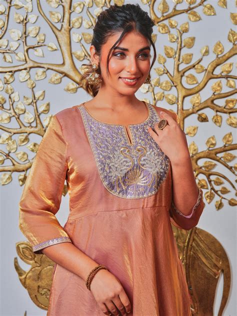 Buy Embroidered Fendy Solid Brown Kurta, Trousers & Dupatta TP50084T ...