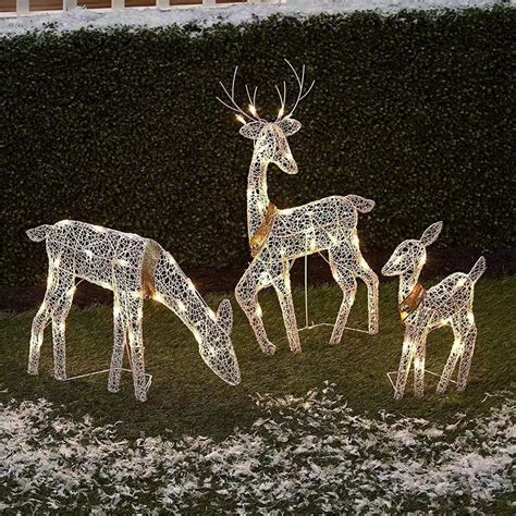 Christmas Lighted Reindeer Decoration, 3-Piece Xmas Deer Family Set ...