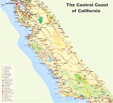 California Central Coast Map - Ontheworldmap.com