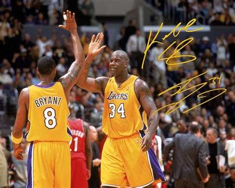 Kobe and Shaq glossy Signed Lakers 3 peat photo reprint 8x10 11x14 la ...