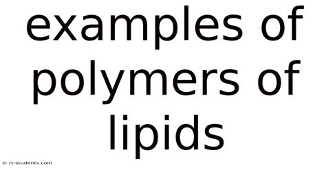 Examples Of Polymers Of Lipids