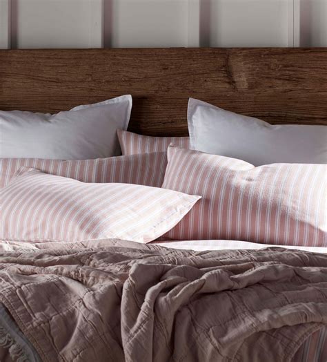 Blush Pink Fred Stripe Brushed Organic Cotton Bed Linen Set | Secret ...