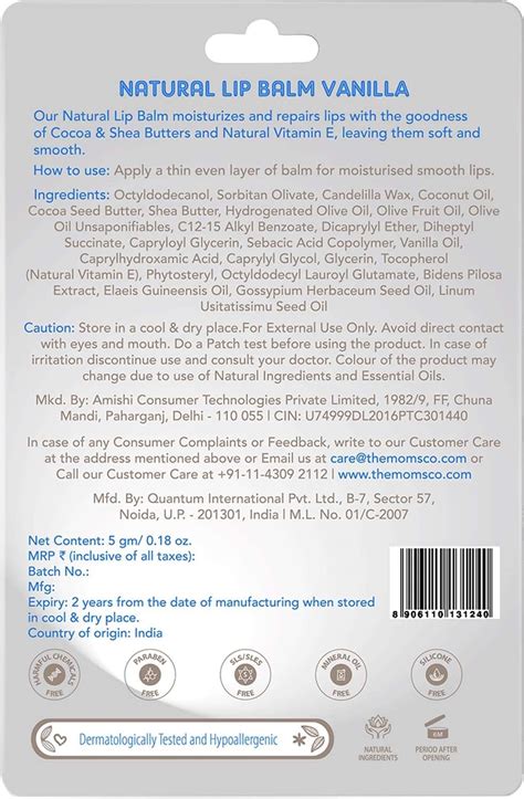 Buy THE MOMS CO. NATURAL VANILLA LIP BALM 5GM Online & Get Upto 60% OFF ...