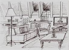 Living Room Drawings by Indoor Sketches Unstringing The Bow Living Room Drawings