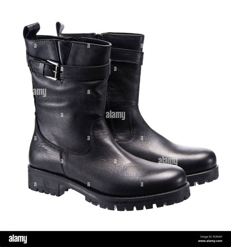 leather black boots Stock Photo - Alamy