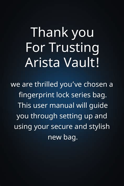 FingerLock Series Guide: Comprehensive English Tutorial – Arista Vault