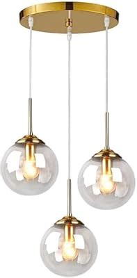 Buy 3 Light Globe Chandelier Hanging Light Gold Modern Ceiling Pendant ...