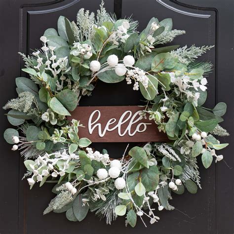 Amazon.com: Winter Wreaths Front Door, Soomeir 24 Inch Winter Door ...