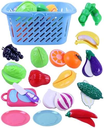 Buy Toyshine 17 Pc Cut & Play Realistic Sliceable Fruits and Veggis ...