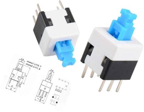 INVENTO 2Pcs 7 x 7mm PCB Mount Tactile Push Button Switch Self Latching ...