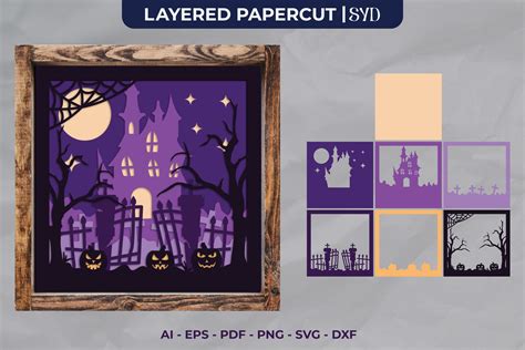 Halloween Haunted House Layered Papercut · Creative Fabrica