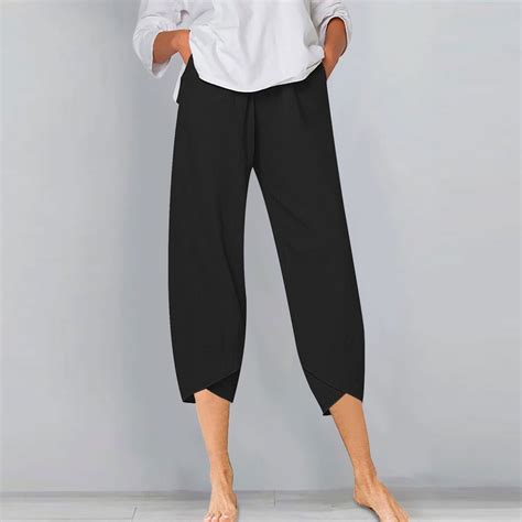 Aboser Womens Linen Pants Petite Summer Lounge Pants Comfy Cotton Linen ...