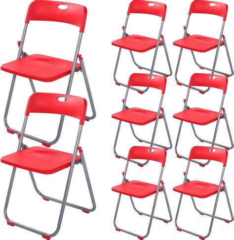 8 Pack Folding Plastic Chairs Pack Steel Folding Dining Chairs Folding ...