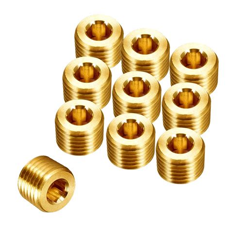 Buy Joywayus Brass Hex Counter Sunk Plug 1/8" Male Pipe Fitting Set ...