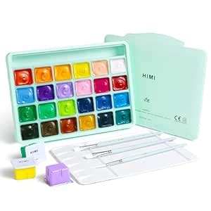 Gouache Paint Set-HIMI-Gouache Paint Sets with 3 Brushes & Palette ...
