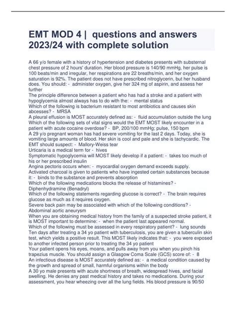 EMT Module 4 | EXAM BUNDLE 2023/24 - Stuvia US