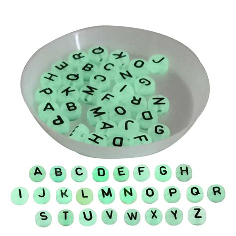 Buy A To Z Radium Acrylic Letter Alphabet Beads 7x4 MM Glow In The Dark ...