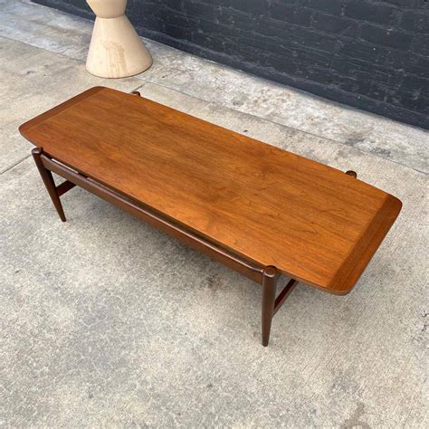 Mid-Century Modern Sculpted Walnut Coffee Table by Bassett Furniture ...