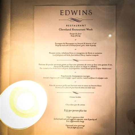 Menu at EDWINS Leadership & Restaurant Institute, Cleveland