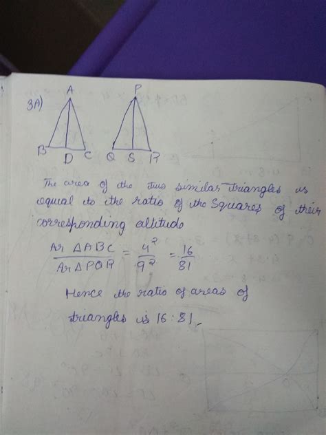 If two similar triangles abc and pqr if the corresponding altitude ad ...