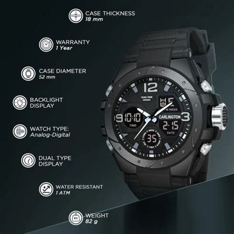 Carlington CT 9105 Black Endurance Series Analog-Digital Watch - For ...