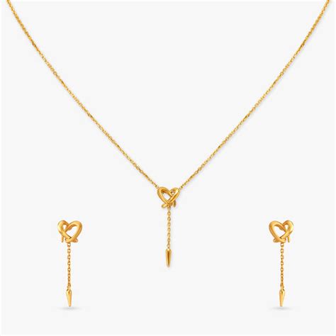 Dainty Gold Pendant with Chain and Earrings Set