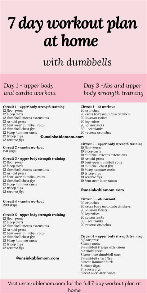 7-Day Workout Plan at Home (Total Body Transformation) - Unsinkable Mom