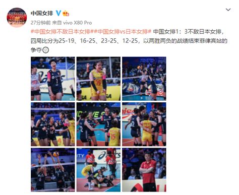 中国女排1:3不敌日本队 世联赛菲律宾站2胜2负收官 -6park.com