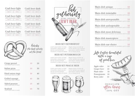 Hand gezeichnete Oktoberfest Kneipenmenüschablone | Premium Vektor
