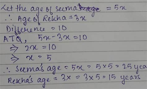 Seema is 10 years old than Rekha. The ratio of their ages is 5:3. Find ...