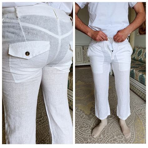 Men's Linen Pants Men's White Pants Retro Pants Chino - Etsy