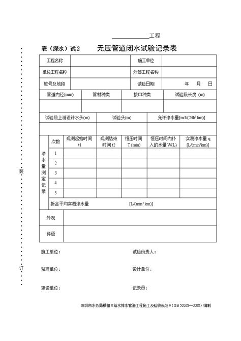 试2管道闭水试验记录表.doc_工程项目管理资料_土木在线