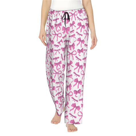Bingfone Pajamas for Women,Pink bows Pajama Pants with Pockets-Medium ...