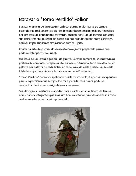 Baravar: O Mistério do Tomo Perdido - Folklore - Studocu