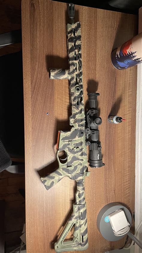 First time painting my rifle (tiger stripe) : r/guns