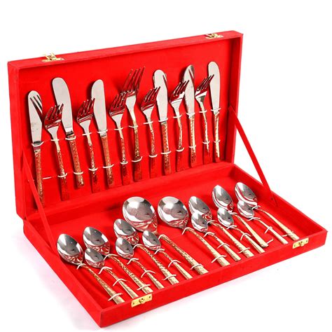 Pure Copper Steel Hammered Cutlery Set for 6 People – CROCKERY WALA AND ...