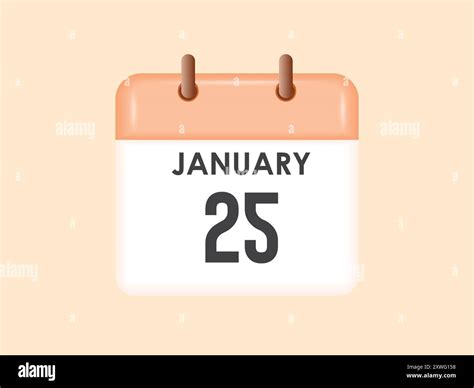 January 25 - calendar and Time planner. Daily Calendar Icon reminder. Vector Illustration Stock ...