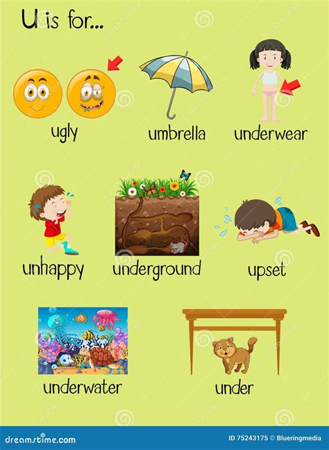 Muchas Palabras Comienzan Con La Letra U Ilustración del Vector ...