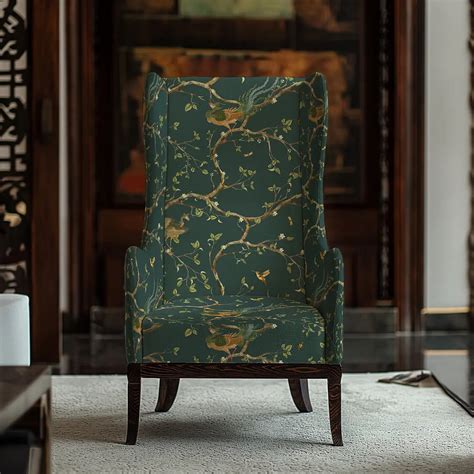 Phoenix Chinoiserie Sofa and Chairs Upholstery Fabric Bottle Green Col ...
