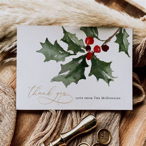 Christmas Thank You Card Template Thank You Card Printable - Etsy